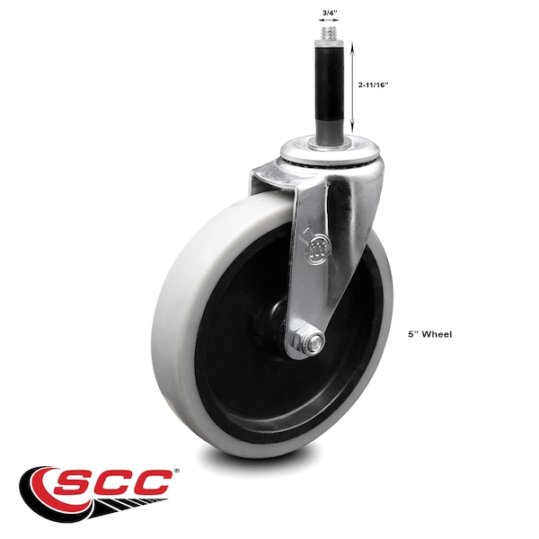 5 Inch Thermoplastic Rubber Wheel 3/5 Inch Expanding Stem Caster SCC